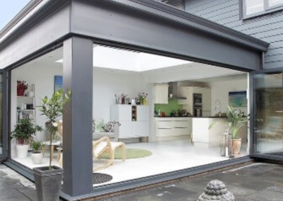 Orangery interior and exterior with a grey/tonal colour scheme